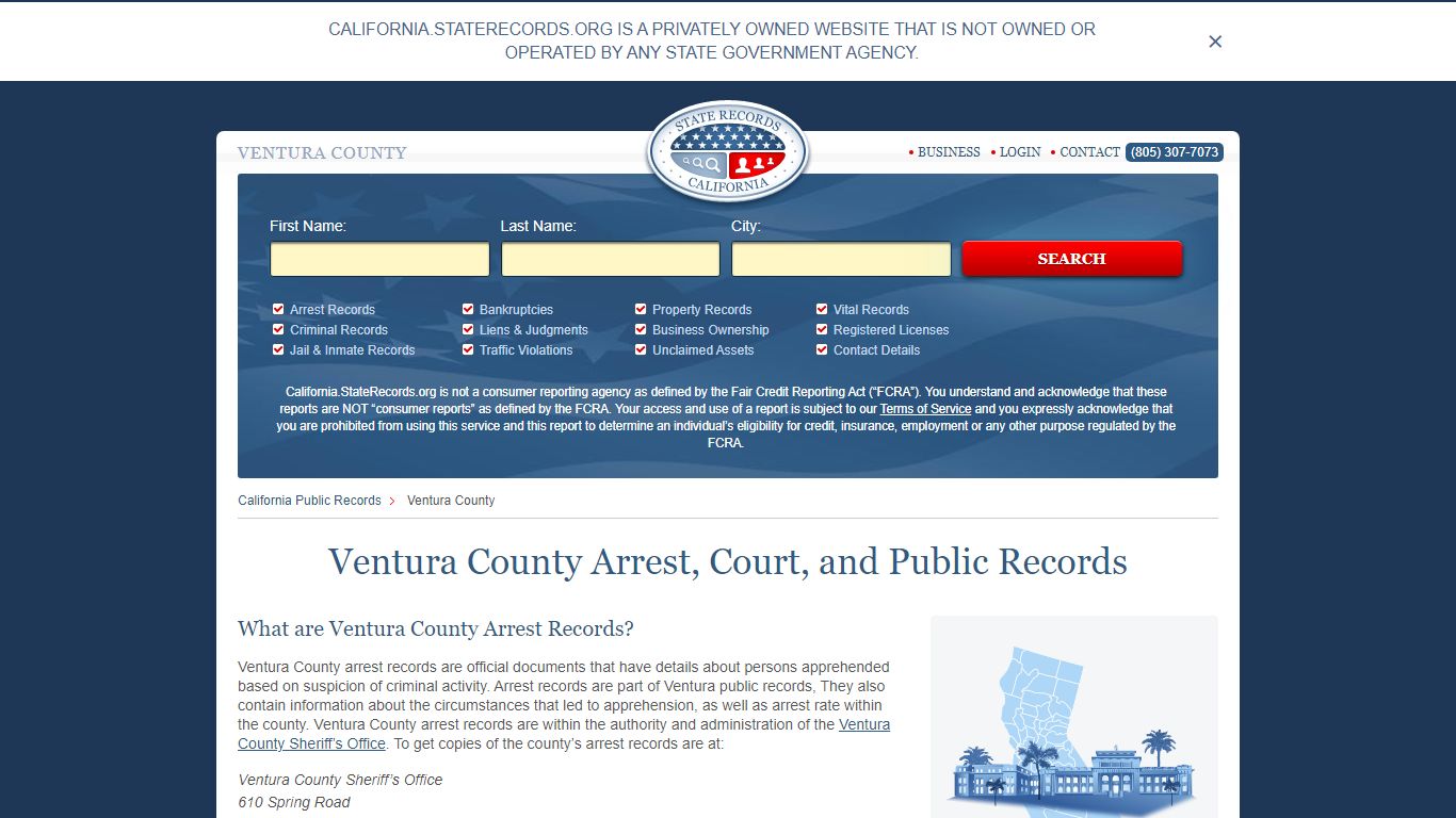 Ventura County Arrest, Court, and Public Records